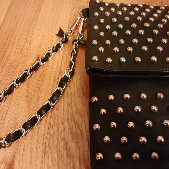 Gold detailed rock chic clutch, messenger bag - Picture 2 of 5